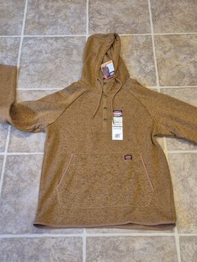 Wrangler Brown Mock Neck Fleece Hooded Pullover Mens Size Small